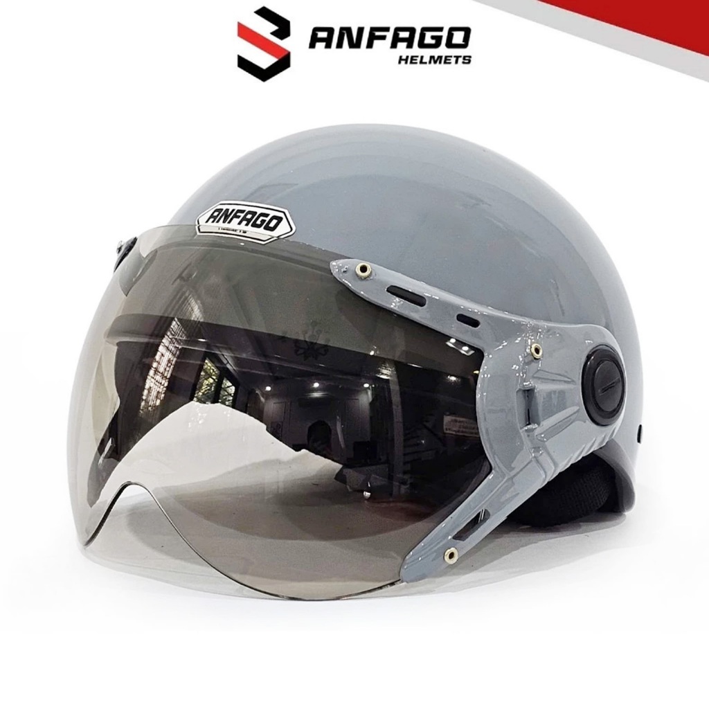 Mũ bảo hiểm nửa đầu ANFAGO HALY có kính chống UV thiết kế gọn nhẹ freesize vòng đầu 55-59 cm