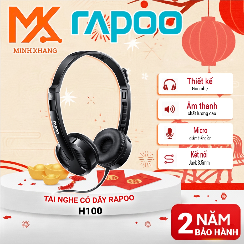 {Rapoo Chính Hãng}Tai Nghe Có Dây USB Rapoo H120 – Âm Thanh Nổi, Mic Rõ Nét, Dành Cho Học Sinh, Sinh