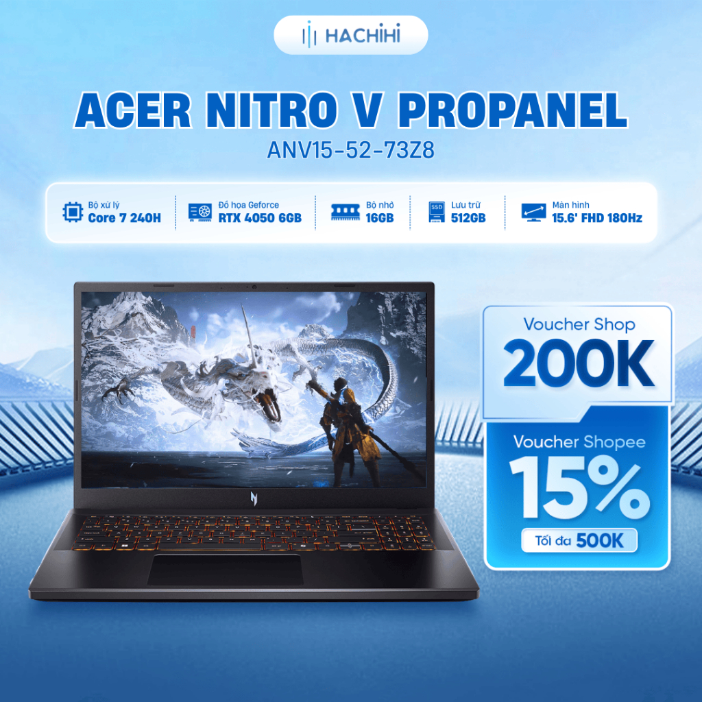 Laptop Gaming Acer Nitro V ProPanel ANV15-52-73Z8 Core 7 240H | RTX™ 4050 6GB | 16GB | 512GB |WIN 11