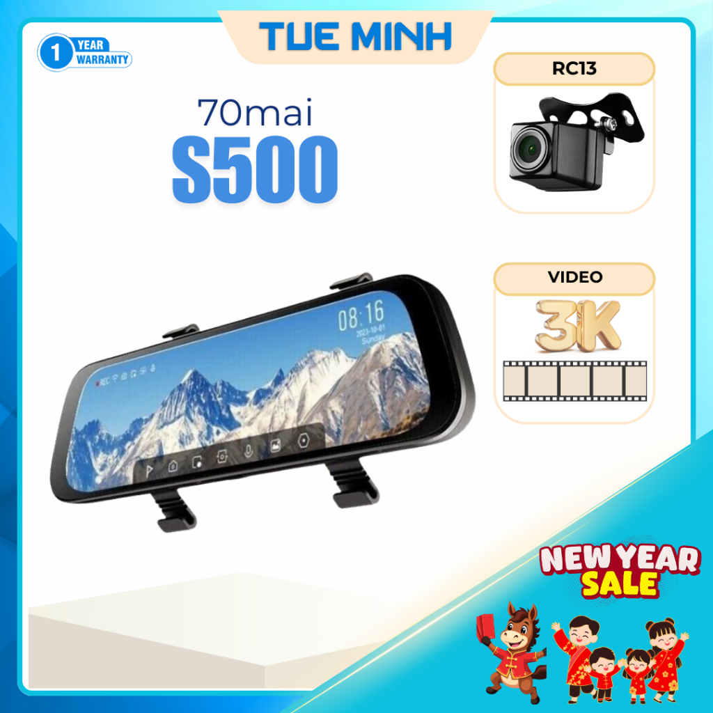 Camera hành trình Gương 70mai Rearview S500 - 3K HDR, phân phối chính hãng