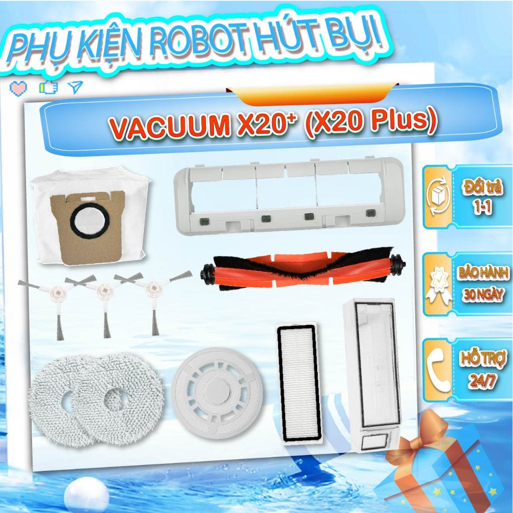 Phụ kiện robot hút bụi Vacuum X20+ (X20 Plus) - Phụ kiện robot hút bụi lau nhà Vacuum X20 plus