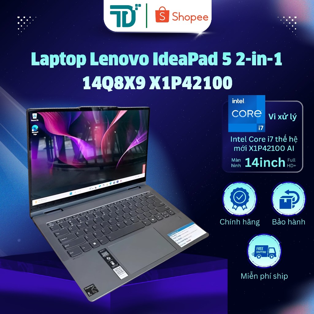 Laptop Lenovo IdeaPad 5 2-in-1 14Q8X9 X1P42100/AI/16G/512G - Bảo hành hãng
