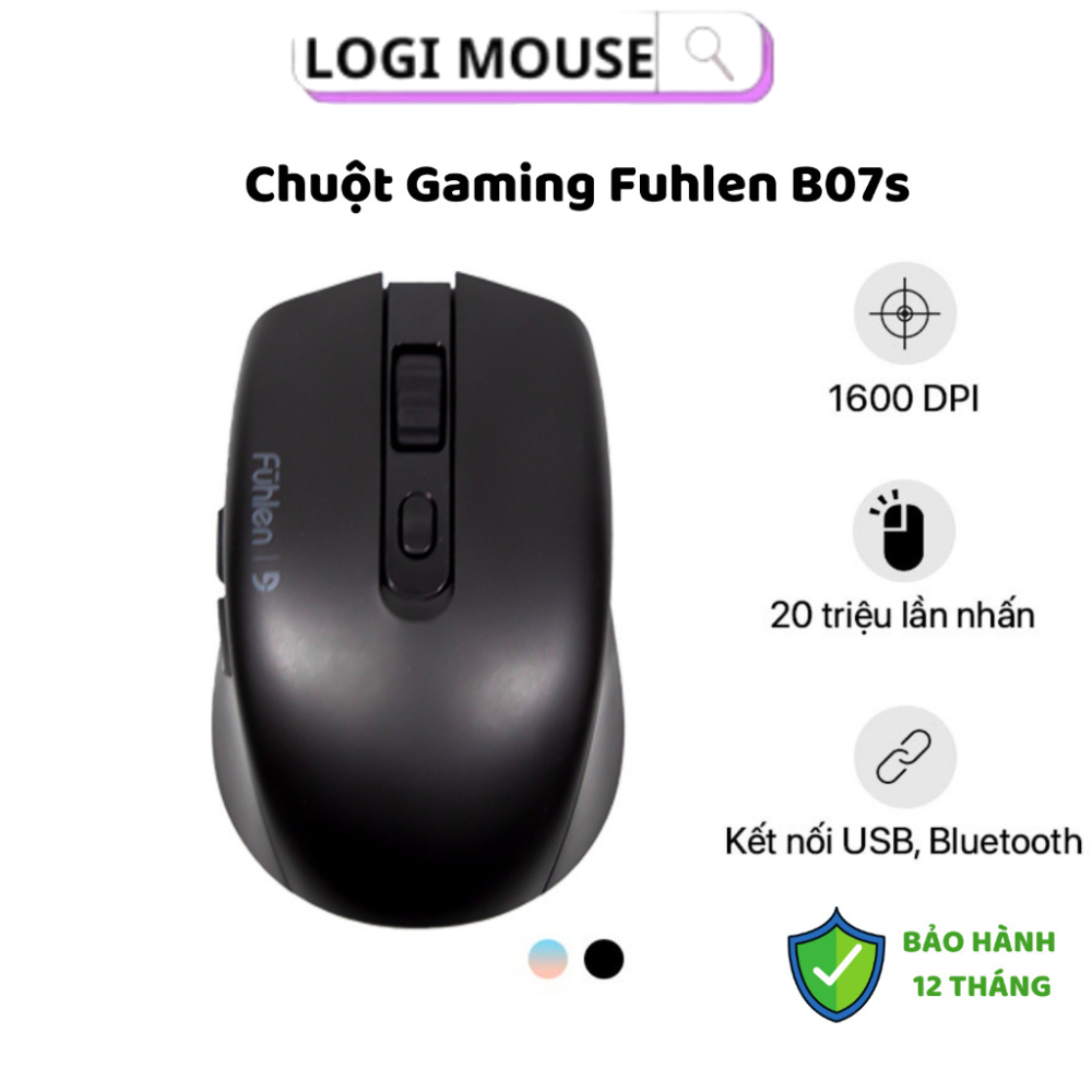 Chuột Không Dây+ Bluetooth FUHLEN B07S V2 , Chính Hãng Bảo Hành 24T, Click Silent Chống Ồn,1600 DPI 