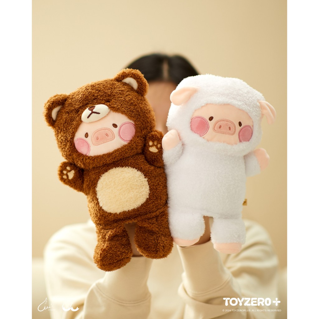 🐻🐑 LULU THE PIGGY – FLUFFY HAND PUPPETS (GẤU NÂU & CỪU TRẮNG) 💕
