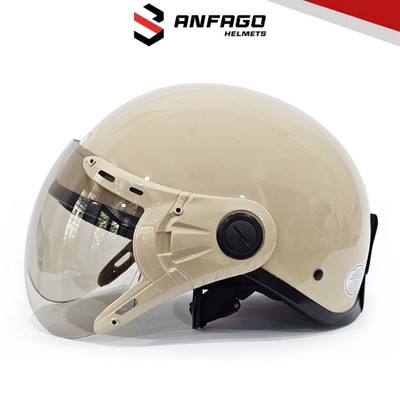 Mũ bảo hiểm nửa đầu có kính ANFAGO Haly đi xe máy nhẹ thoáng nam nữ freesize vòng đầu 55-59 cm