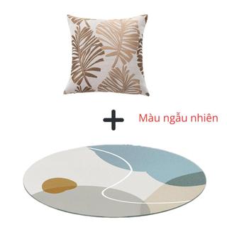 [Giao màu ngẫu nhiên] Combo Gối Vuông + Thảm tròn Trang Trí Sofa Phòng Khách Phòng Ngủ Vải Bền Đẹp Êm Ái