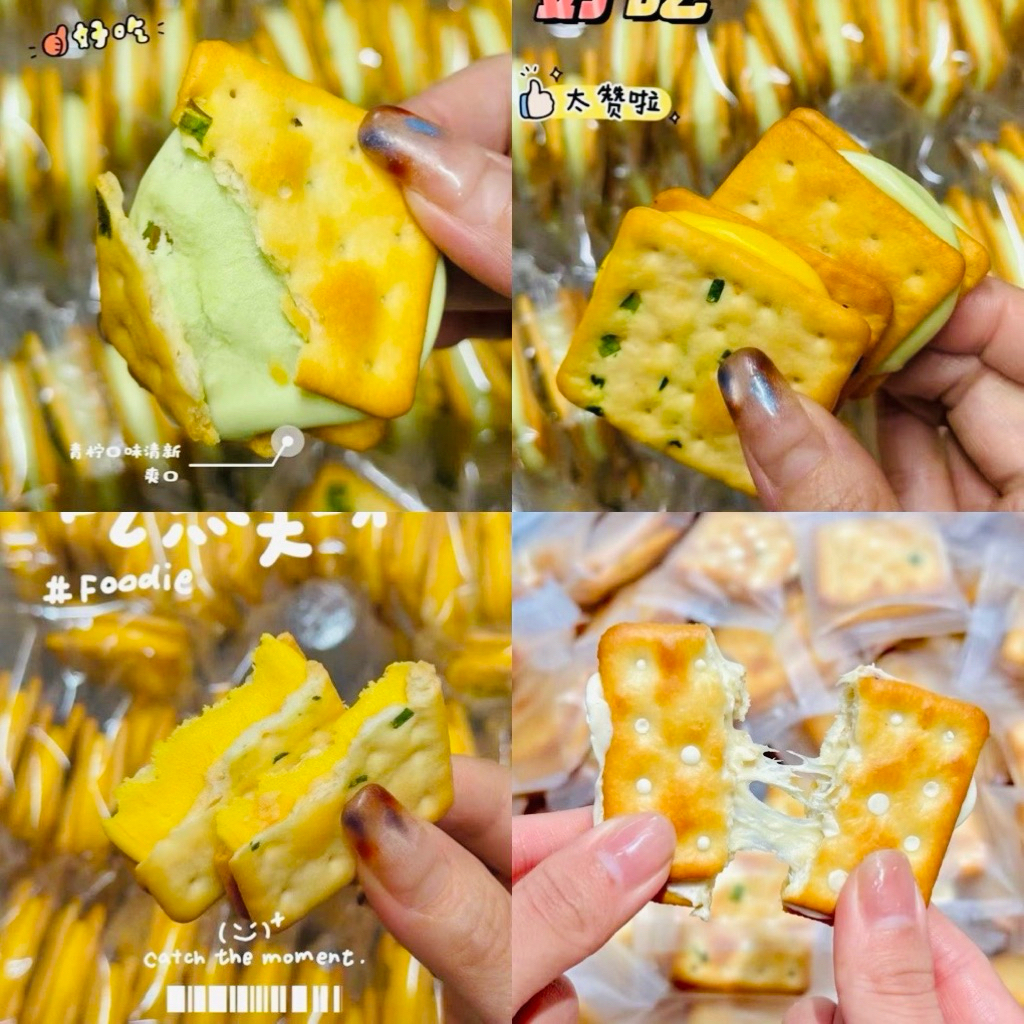 Bánh Quy Mặn Hành Nhân Phô Mai/Sữa/Chanh Tươi Thơm Giòn Ngon Mix Vị 500g