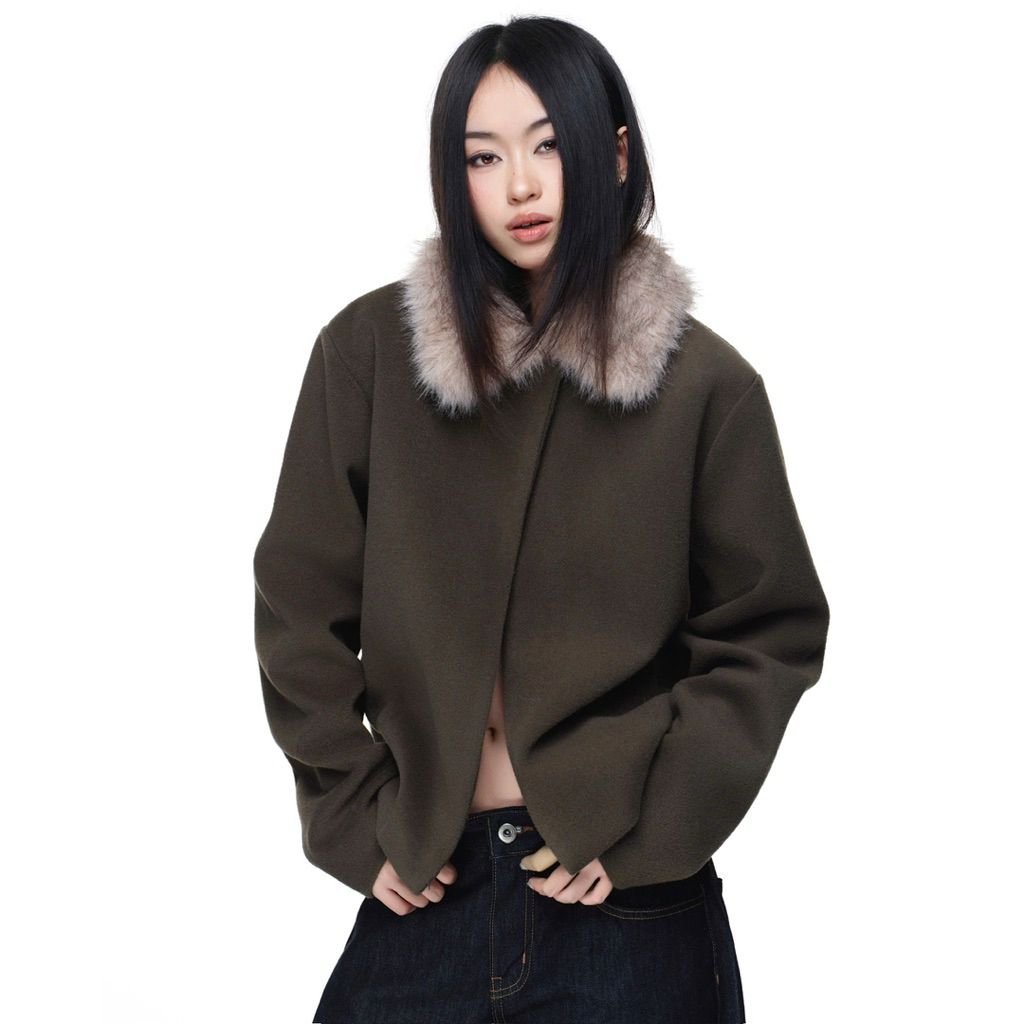 61COMFY KYO OUTERWEAR - Áo khoác dạ phối lông