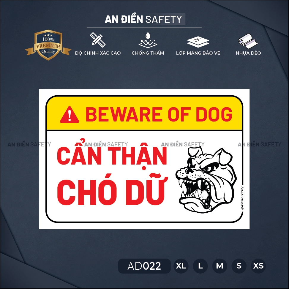 Biển Báo Cẩn Thận Chó Dữ Beware of Dog | Premium An Điền Safety AD022