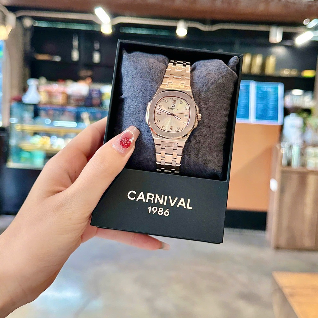 Đồng hồ nữ carnival 8160L mặt sundust cực phẩm ,sz 34mm, kính sapphire, máy nhật