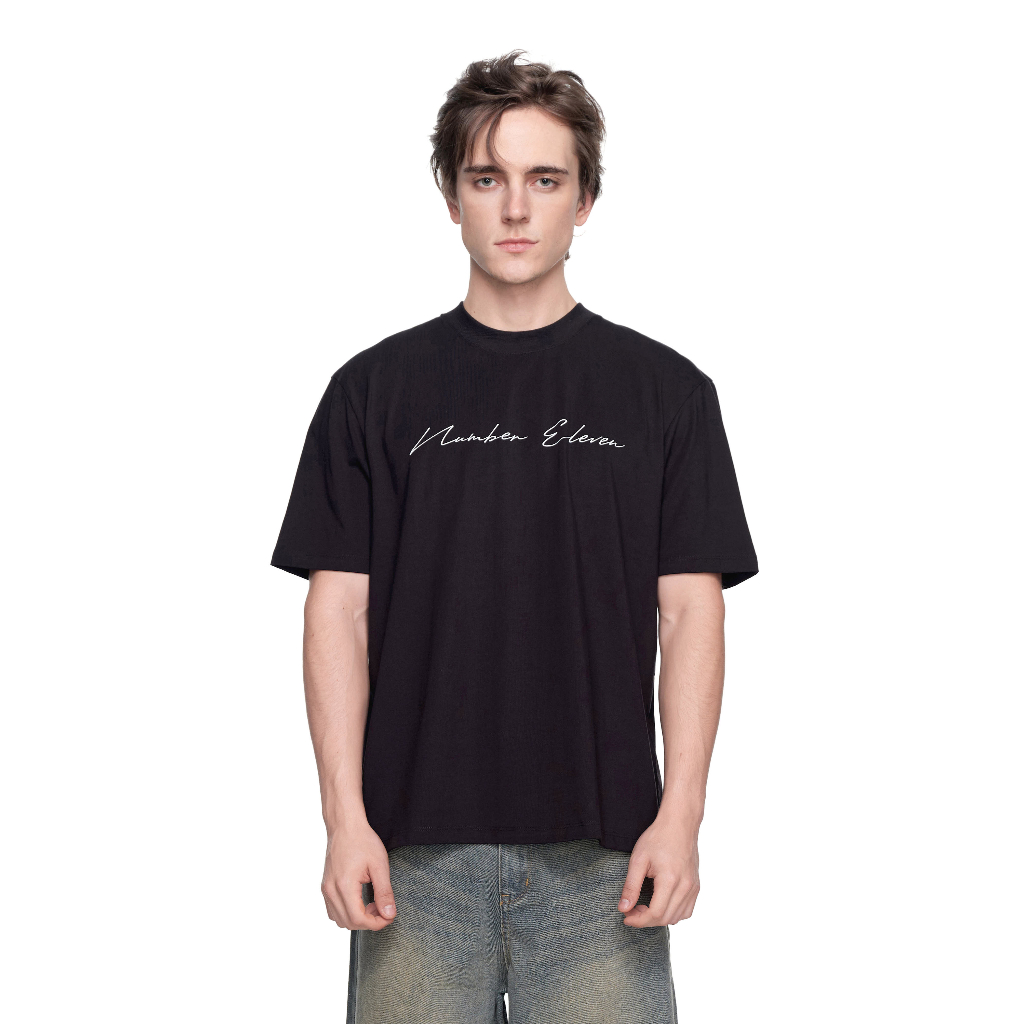 ELEVEN - Áo thun unisex nam nữ Printed Number Eleven Signature - màu Đen