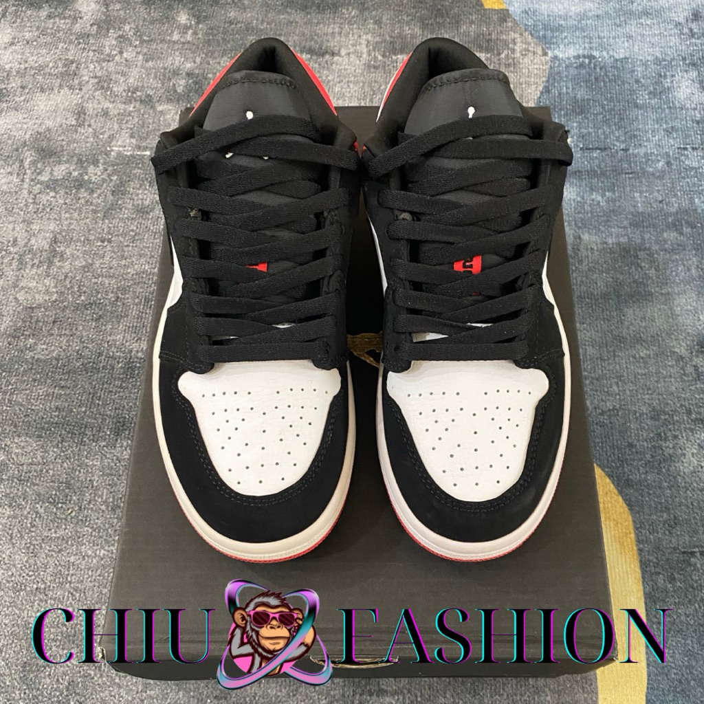 giày thể thao sneaker cổ thấp J1 màu đỏ và đen chất da cao cấp cho cả Nam và Nữ - CHIU Fashion’s