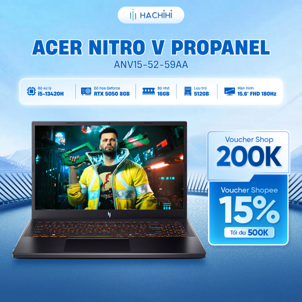Laptop Gaming Acer Nitro V ProPanel ANV15-52-59AA i5-13420H  RTX™ 5050 6GB | 16GB | 512GB | 15.6' FH