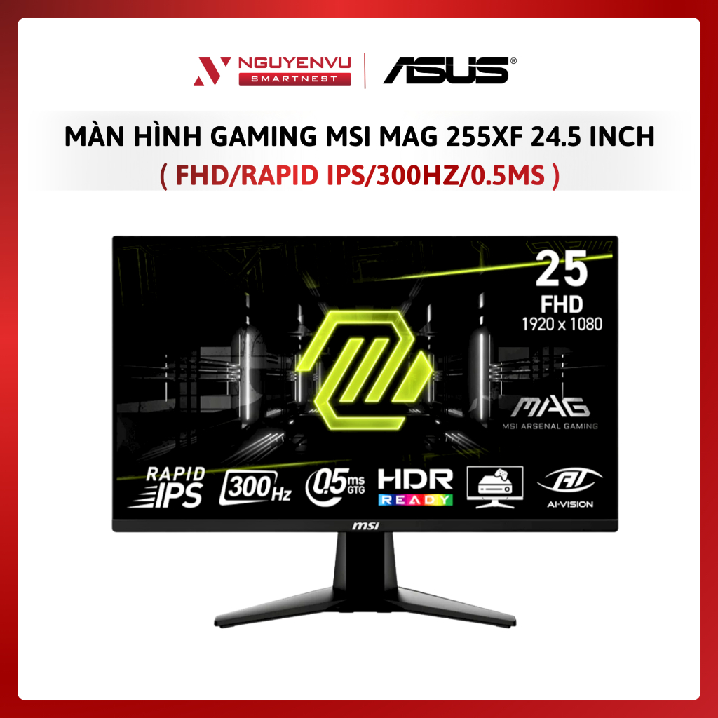 Màn Hình Gaming MSI MAG 255XF 24.5 inch ( FHD/Rapid IPS/300Hz/0.5ms ) | Hàng chính hãng - Bảo hành 3