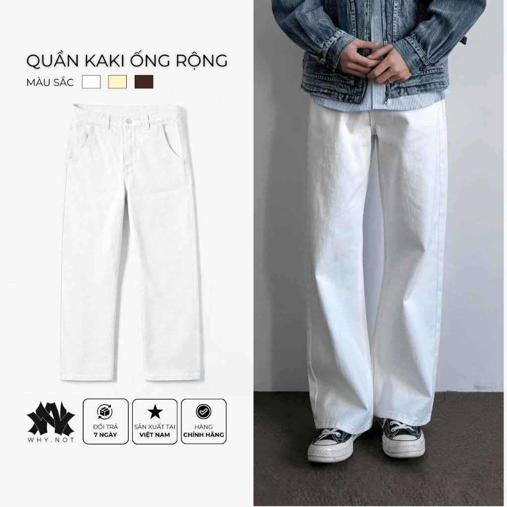 QUẦN JEAN NAM ỐNG RỘNG 3 MÀU NÂU, BE, TRẮNG - QUẦN JEAN ỐNG SUÔNG - QUẦN BÒ NAM, NỮ UNISEX