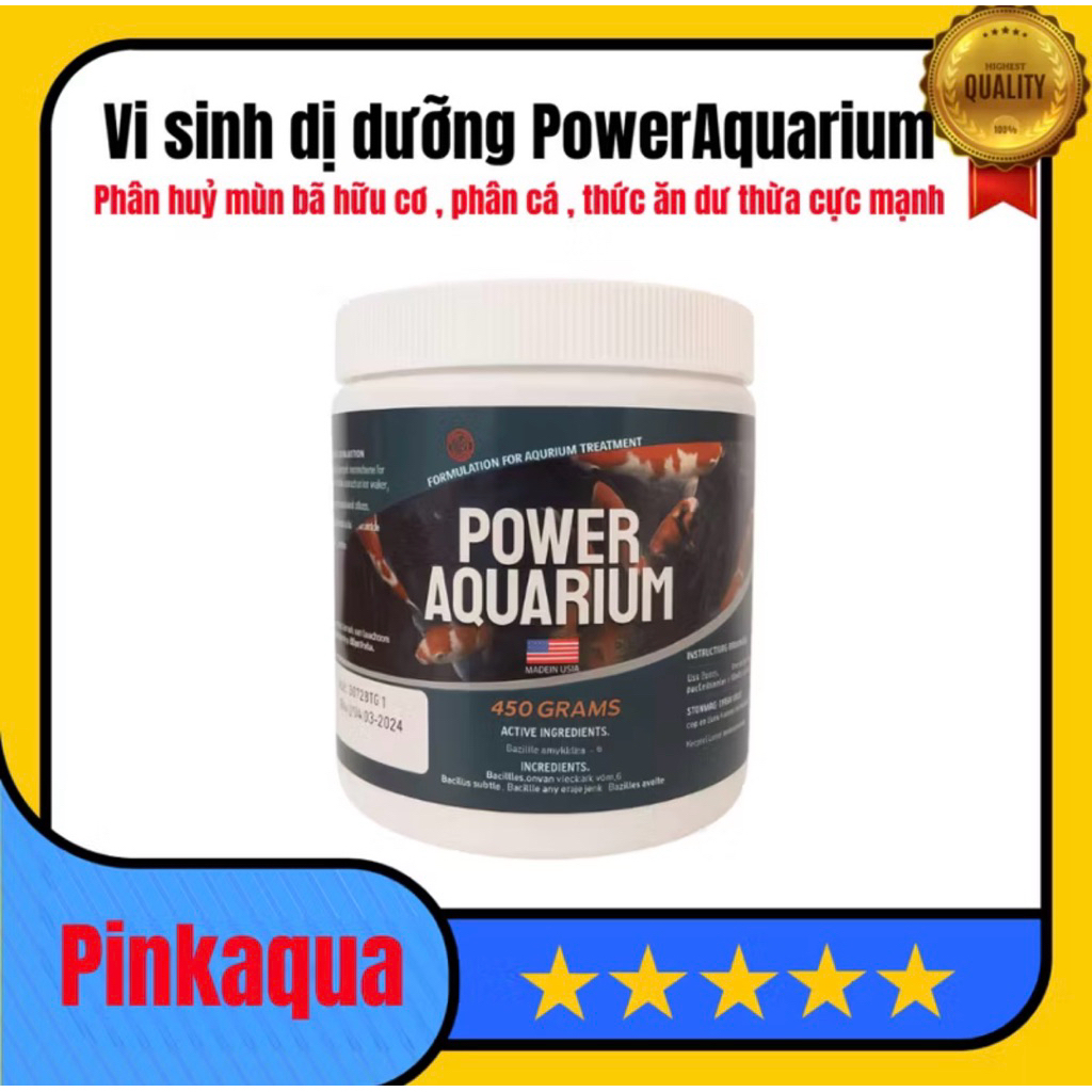 Vi Sinh Dị Dưỡng Siêu Mạnh Power Aquarium – Phân Hủy Phân Cá, Mùn Bã Hữu Cơ Cực Nhanh, Làm Trong Nướ