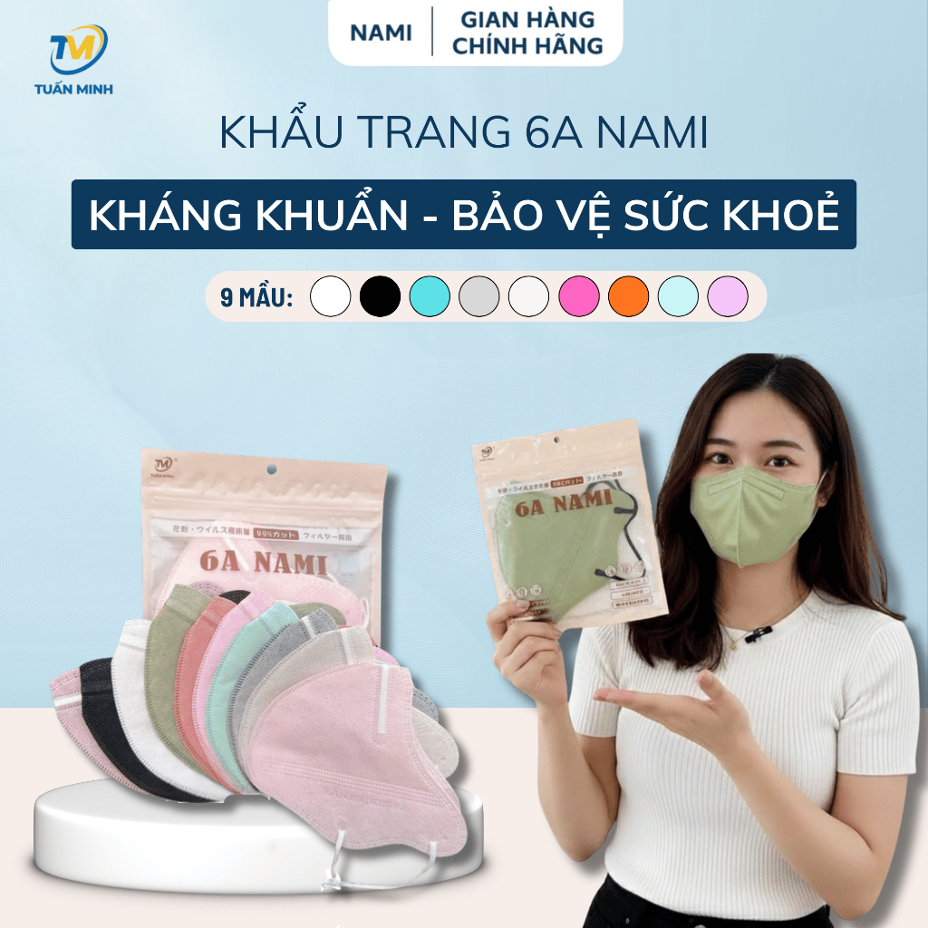 [Thùng 400c] Khẩu trang 6A MASK NAMI,4 lớp kháng khuẩn chống tia uv,ngăn ngừa khói bụi[45-75kg]