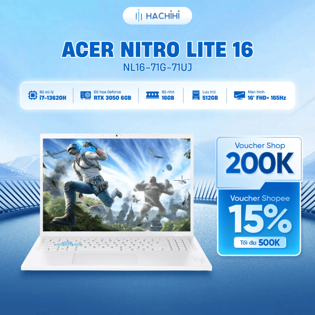 Laptop Gaming Acer Nitro Lite 16 NL16-71G-71UJ i7-13620H | RTX™ 3050 6GB | 16GB | 512GB | 16' FHD+ I