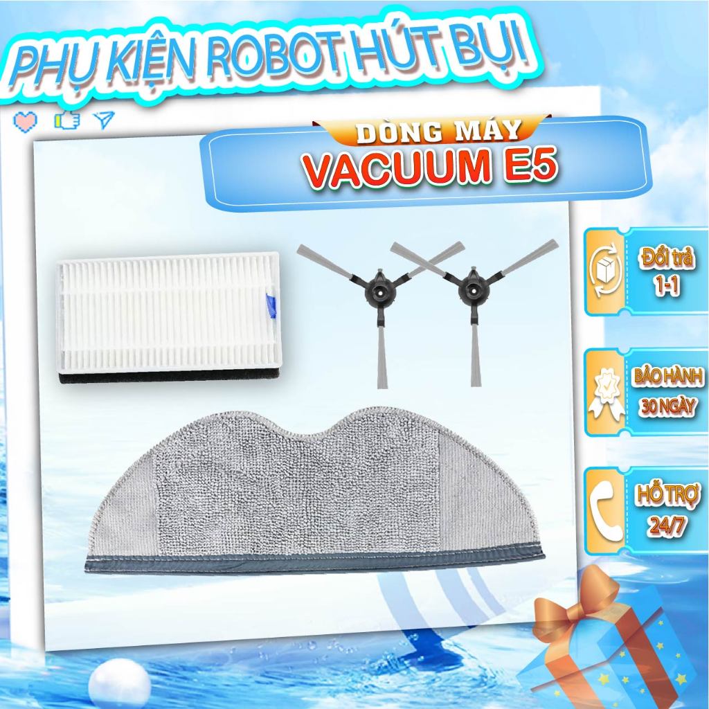 Phụ kiện robot hút bụi Vacuum E5 - Phụ kiện thay thế cho robot hút bụi lau nhà E5