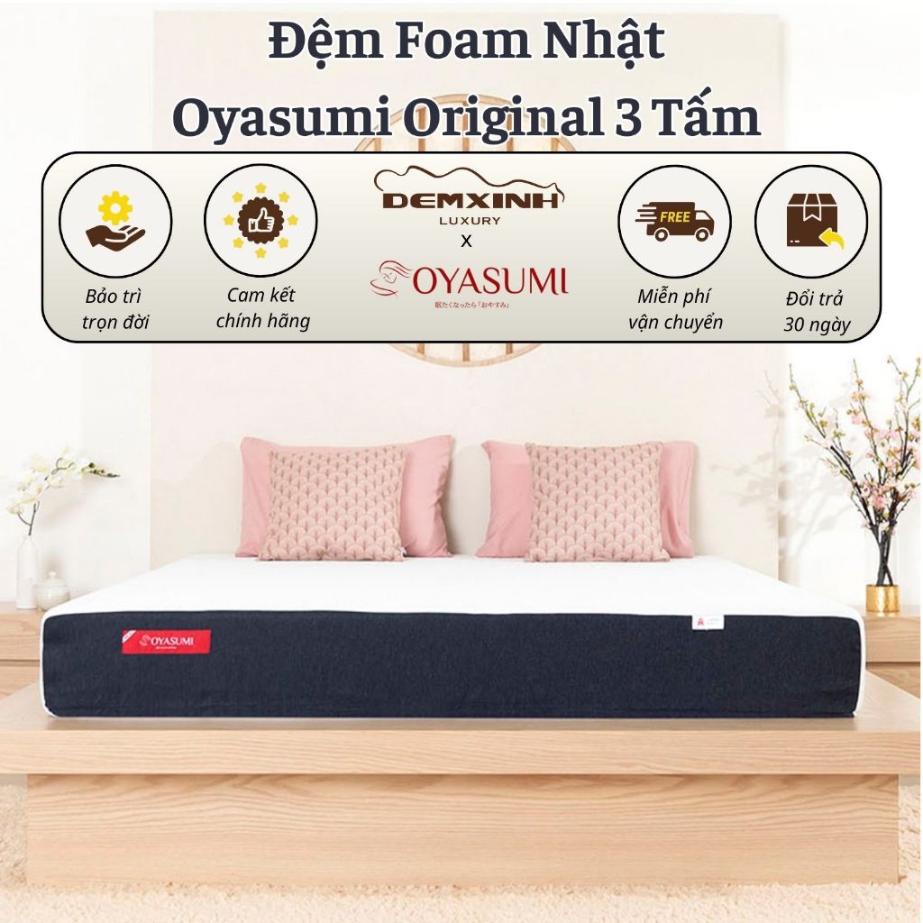 Đệm Foam Nhật Bản Oyasumi Original 3 Tấm - Thoáng Khí Ấn Tượng, Thiết Kế Tối Ưu