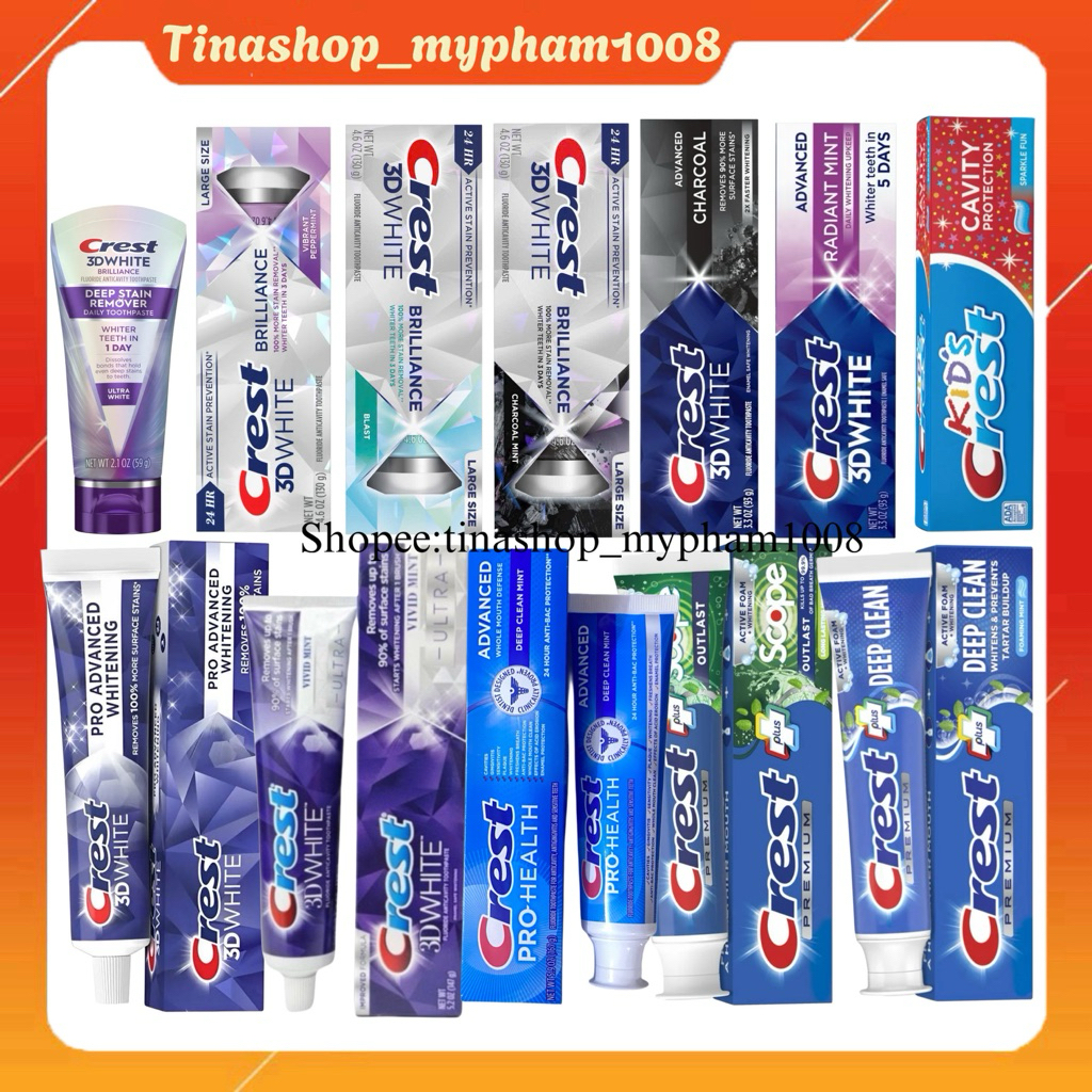 Kem Đánh Răng Crest 3D White Brilliance trắng răng ngừa sâu răng hơi thở thơm mát