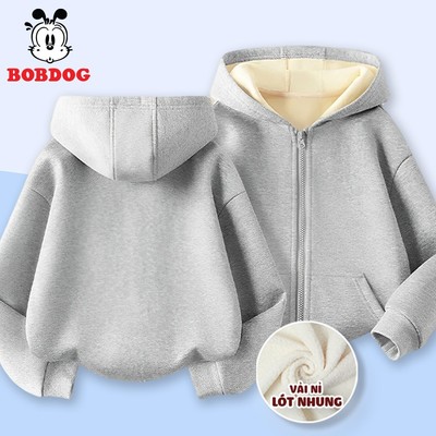 Áo khoác mùa đông unisex bé trai bé gái BOBDOG, hoodie zip chất liệu nỉ nhung ấm áp dễ thương cho bé
