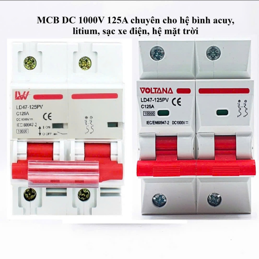 CB, Aptomat DC 1000V 125A cho hệ Bình acquy, Litium chuyên dụng cho điện mặt trời