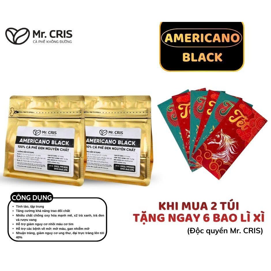 Combo cà phê sấy lạnh hòa tan 80gram MrCris Americano Black
