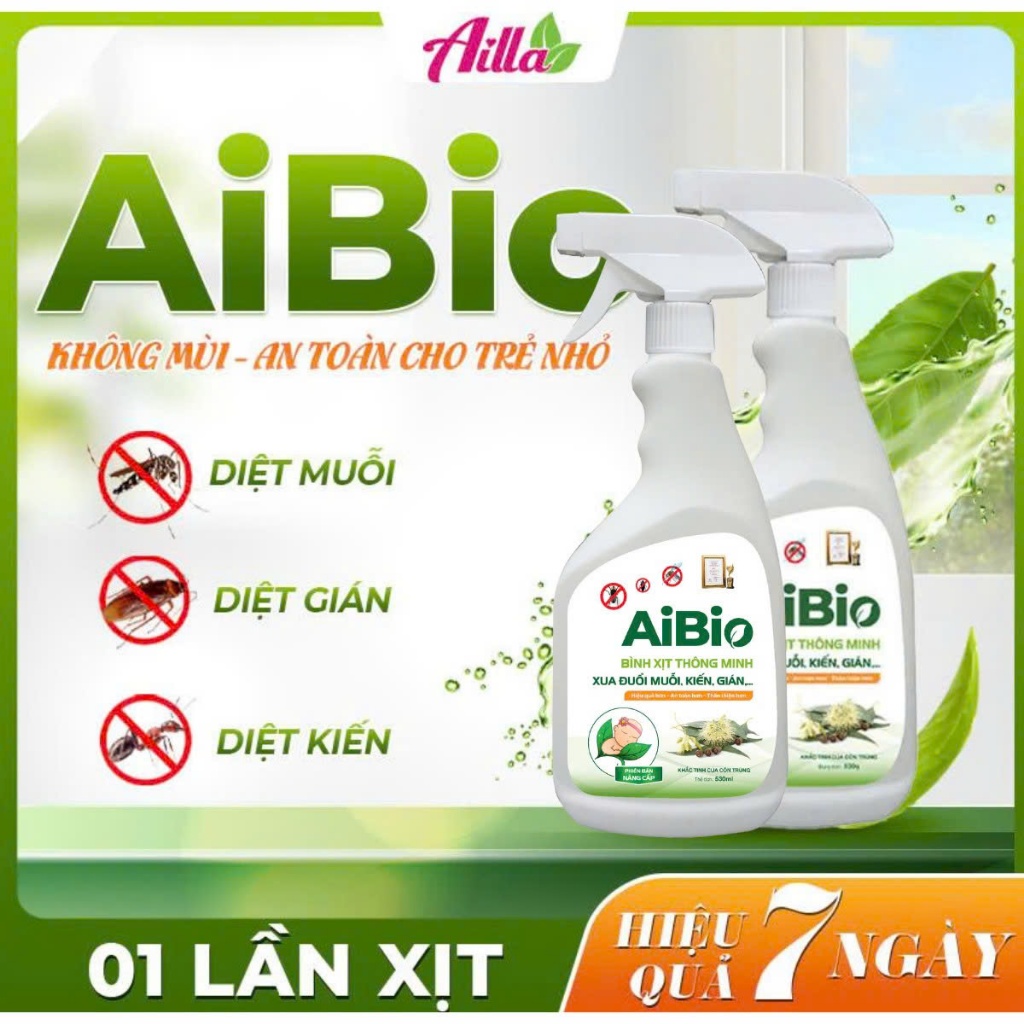 [DEAL HỜI] Combo 2 Bình Xịt Aibio Xua Đuổi Muỗi, Kiến, Gián Hiệu Quả, An Toàn
