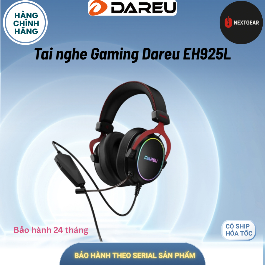 AI NGHE GAMING DAREU EH925L BLACK RED – RGB, ÂM THANH 7.1