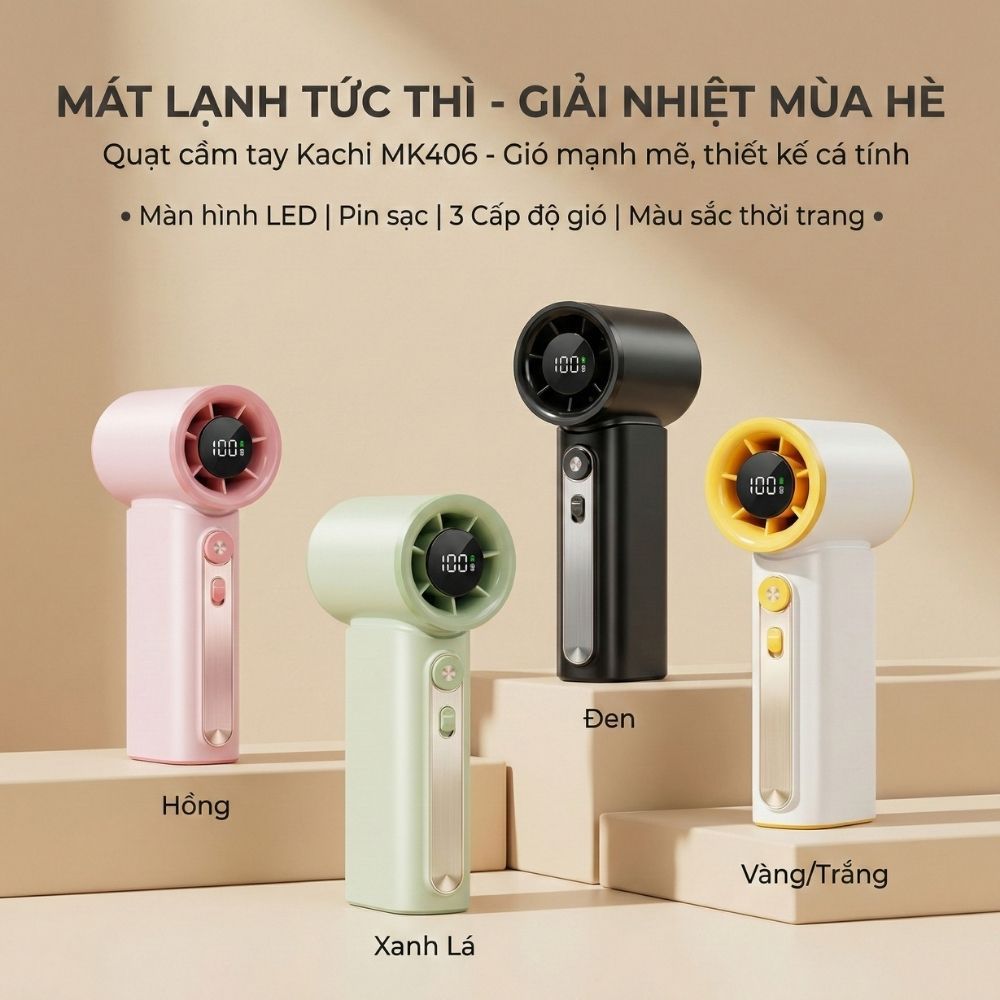 Quạt Phản Lực Cầm Tay Kachi MK406 – Pin 4000mAh