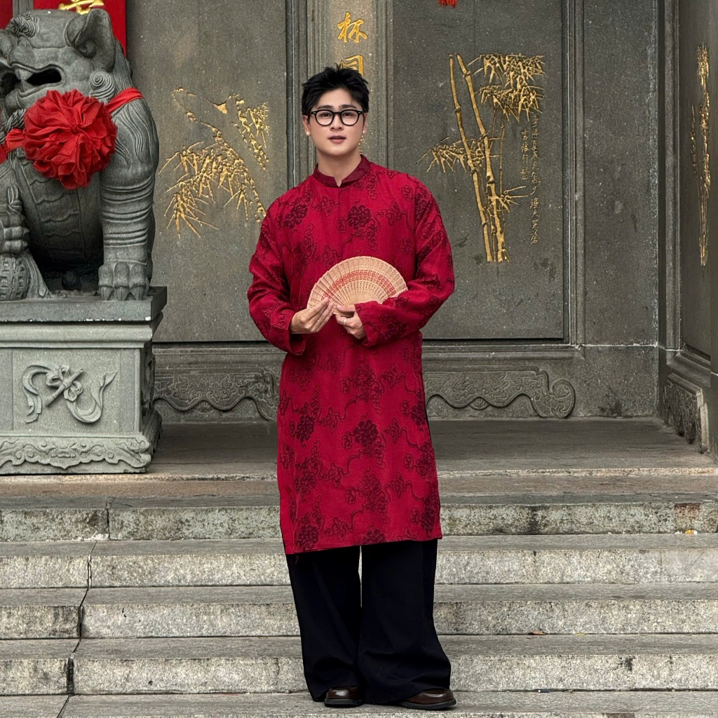 Áo dài LĂNG VÂN thêu họa tiết form unisex Cách Tân- Áo dài tết chất vải voan cao cấp, thanh lịch GIDI (không kèm quần)