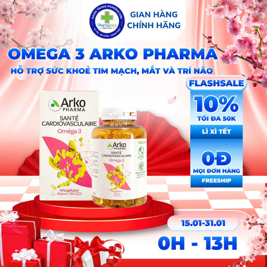 Viên uống dầu cá Omega 3 Arkopharma 180 viên chính hãng Pháp.