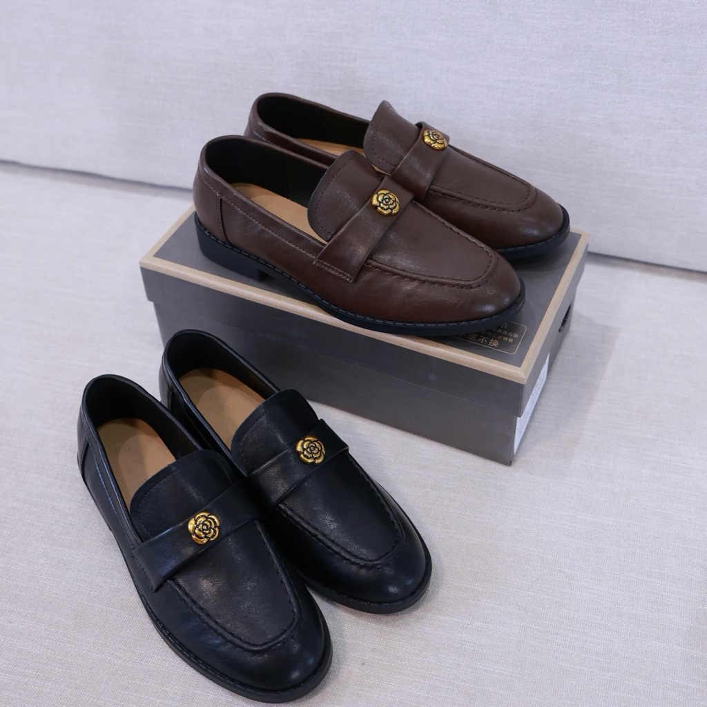 Giày Oxford da siêu mềm khuy bông hoa cao 2.5cm [Wood shoes]