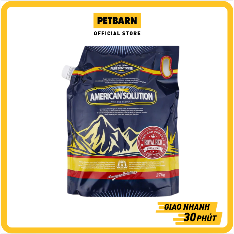 Cát vệ sinh American Solution Royal Red Bentonite Cat Litter 27kg - Khử mùi hiệu quả PETBARN