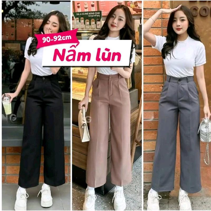 [Combo 2 quần] Quần tây nữ ống suông lưng chun cạp cao khóa trước Dáng Dài 100cm cạp bản to 7cm lưng cao siêu tôn dáng | BigBuy360 - bigbuy360.vn
