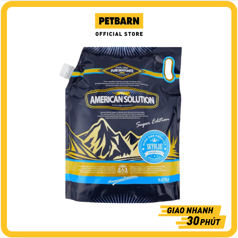 Cát vệ sinh American Solution Sky Blue Bentonite Cat Litter 9kg - Mùi hương thơm mát PETBARN