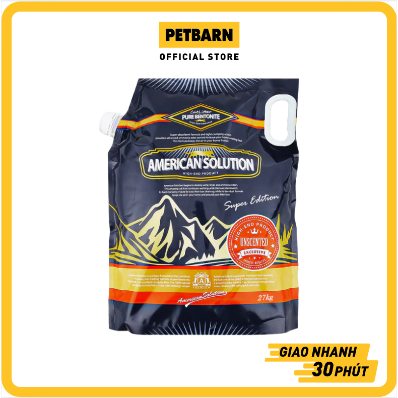 Cát vệ sinh American Solution Unscented Bentonite Cat Litter 27kg - Không mùi PETBARN