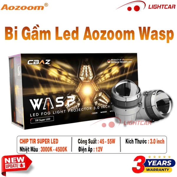 (Chính hãng) Đèn bi gầm Aozoom Wasp màu nắng 4500k chính hãng bảo hành điện tử 3 năm