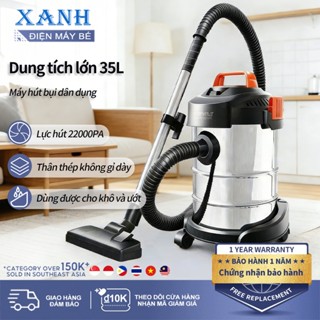 Máy hút bụi cầm tay thép không gỉ 35L gia dụng thương mại lớn 22000Pa Tặng bộ phụ kiện