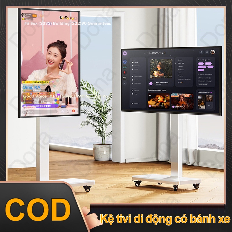 26-60Inch Giá Treo Tivi Di Động Chân Đế TV Xoay 360° Cho TV Đế TV Đa Năng Có Bánh Xe