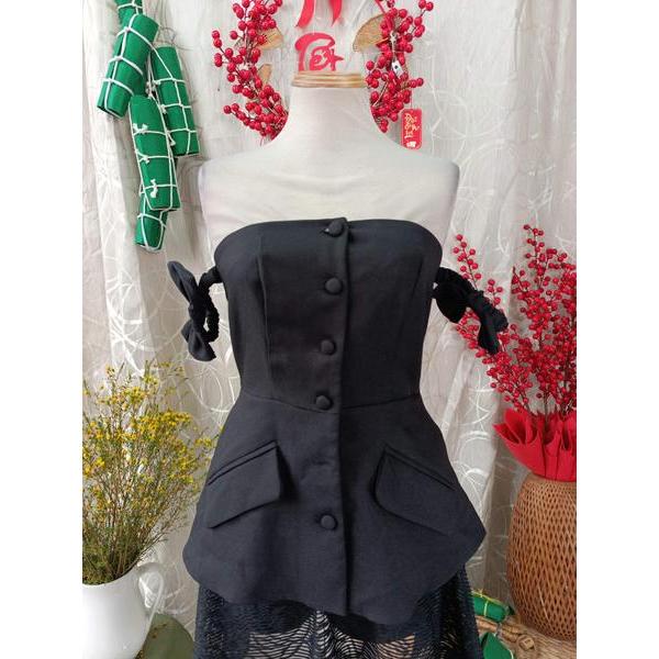 BBSTORE'S thanh lý - Áo kiểu vai phối nơ bymo - SIZE S