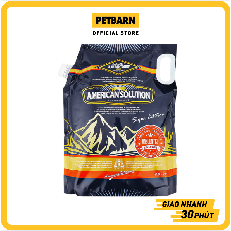 Cát vệ sinh American Solution Unscented Bentonite Cat Litter 9kg - Không mùi PETBARN
