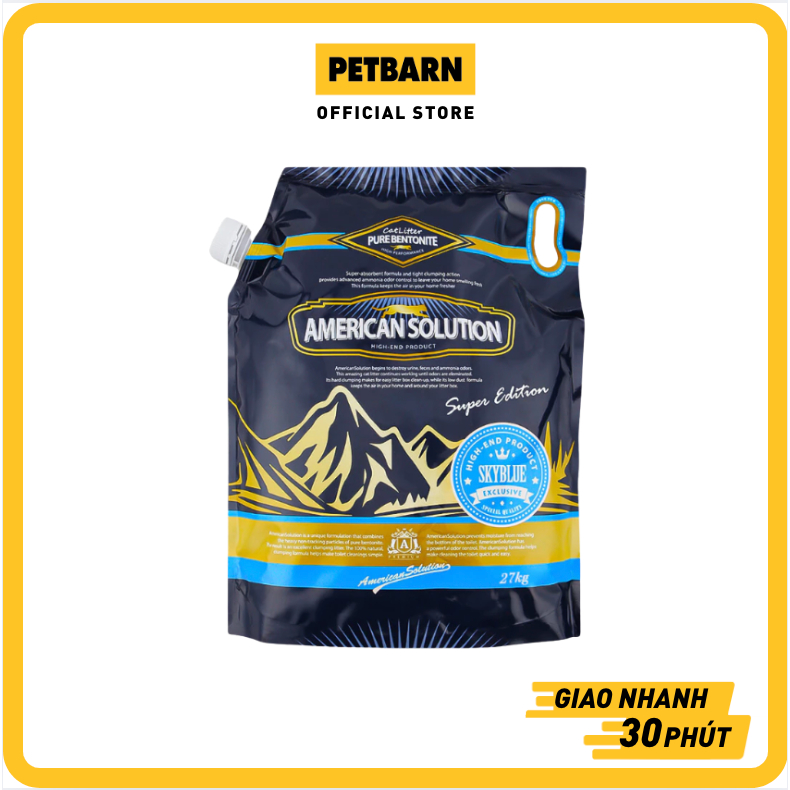 Cát vệ sinh American Solution Sky Blue Bentonite Cat Litter 27kg - Mùi hương thơm mát PETBARN