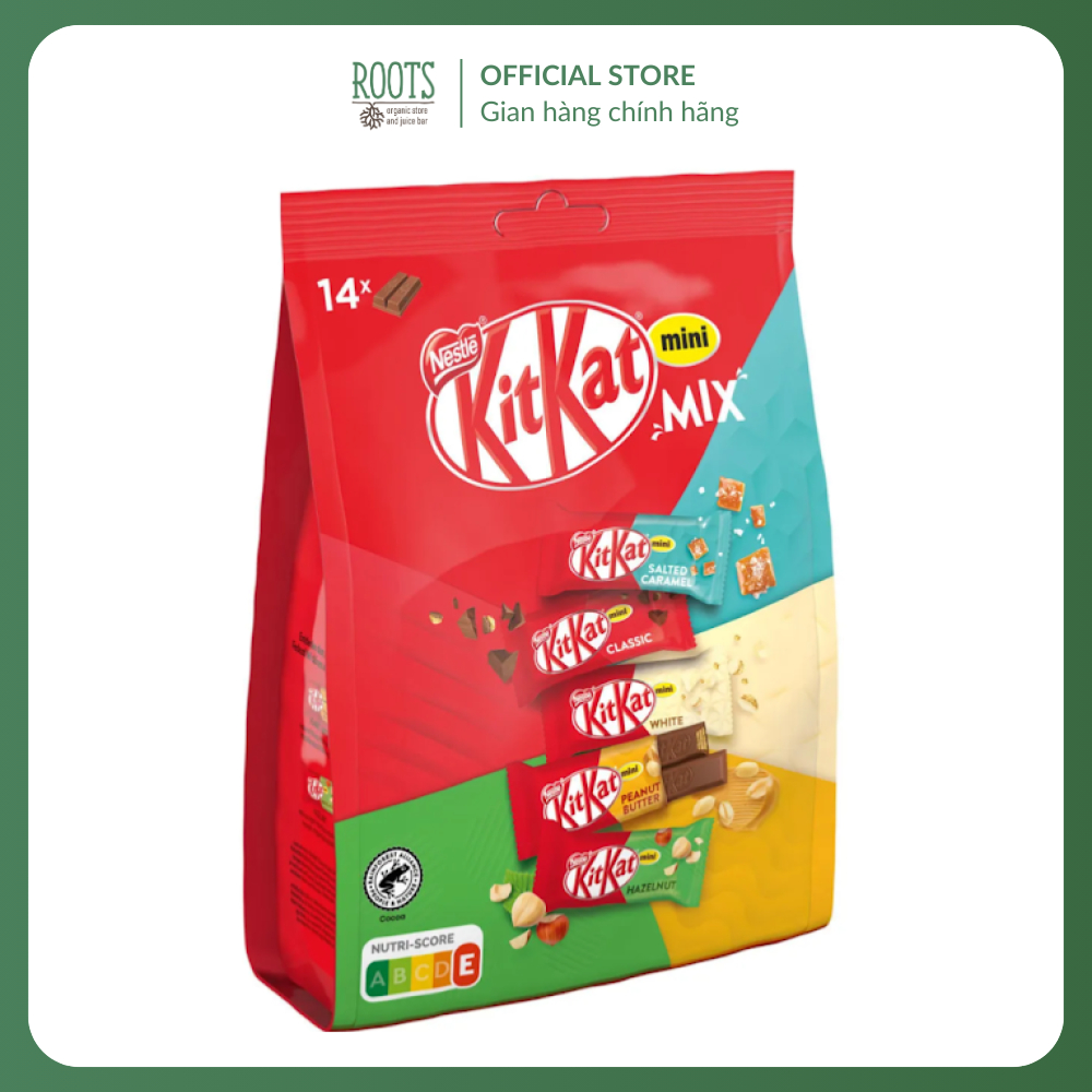 (Ship hỏa tốc) KITKAT - Bánh Xốp Mini Phủ Socola Nhiều Vị, Mini Wafer Bars, Mix, 14 Thanh (197.4g)