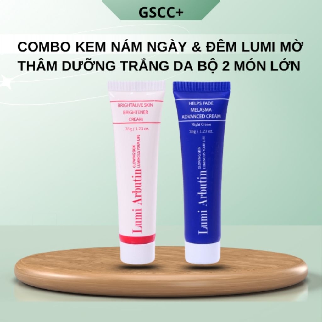 Combo Kem Nám Lumi Arbutin Ngày Đêm  Mờ Thâm Nám, Sáng Da, Đều Màu Bộ 2 Món