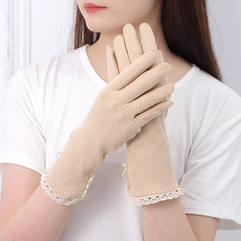 Bao tay thun thông hơi chấm bi, Bao tay chống nắng mềm mát chống tia UV