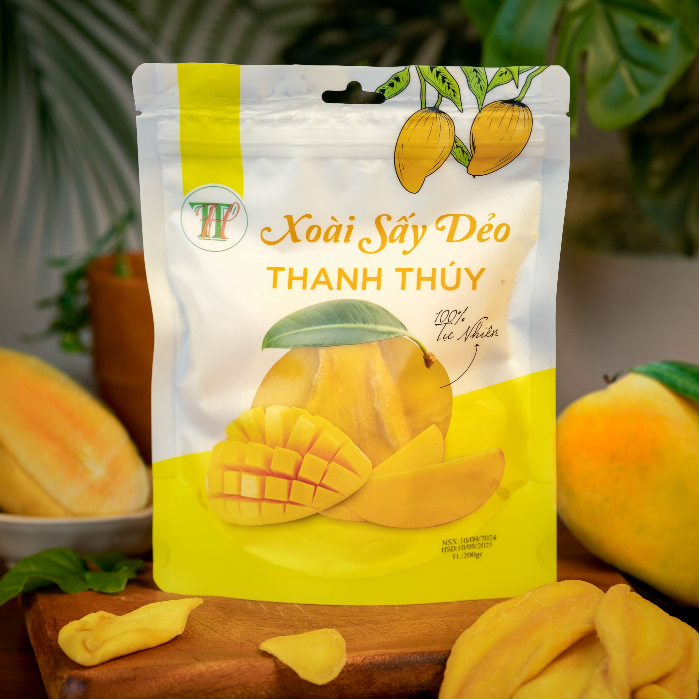 Xoài Sấy Dẻo 250g Xoài Chín Tự Nhiên Dẻo Mềm, Chua Ngọt Hài Hòa, Túi Zip Kín