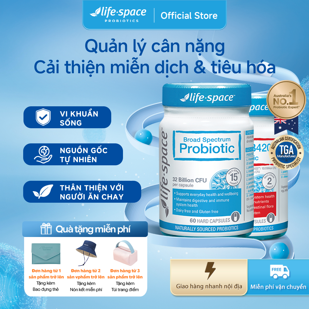 Bộ giảm cân Life Space Probiotic B420 và Adult Broad Spectrum hỗ trợ trao đổi chất quản lý cân nặng 