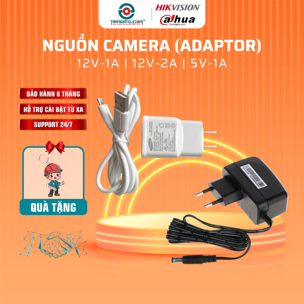 Nguồn Adapter 12V-1A/ 12V-2A/ 5V-1A Dùng Cho Camera Wifi Trong Nhà, Ngoài Trời - TRANGIATELECOM